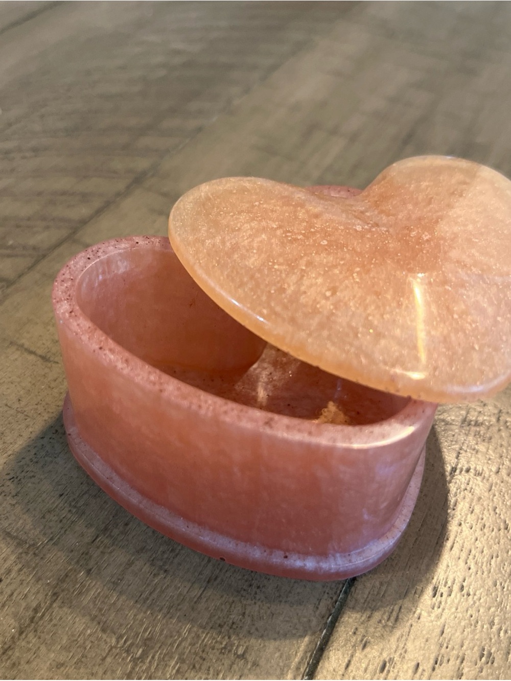 Heart-Shaped Pink Stone Trinket Box - Decorative Jewelry Case